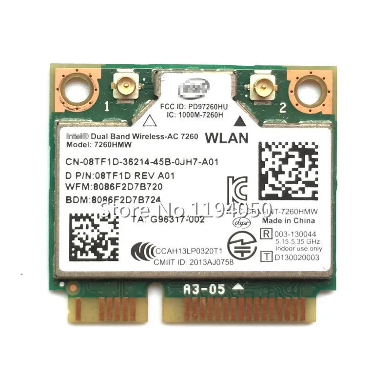 Оригинальная Беспроводная Двухдиапазонная беспроводная карта AC 7260 7260HMWAN 867 Мбит/с, половинная Мини карта PCI-E 802.11ac 2x2 Wifi Bluetooth 4,0