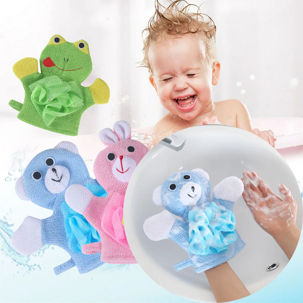 

1 Pair Compound Cotton Children Bath Rub Gloves Shower Body Wash Puff Mesh L514