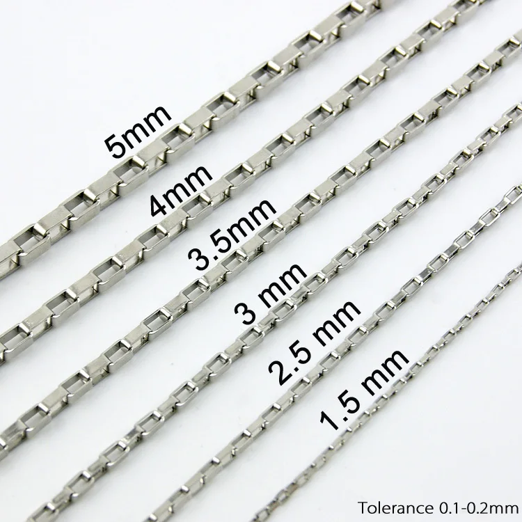 100 метров в рулоне ожерелье 1,5 мм длинная коробка серебряные цепи модная фурнитура нержавеющая сталь высокое качество 1,5 longbox