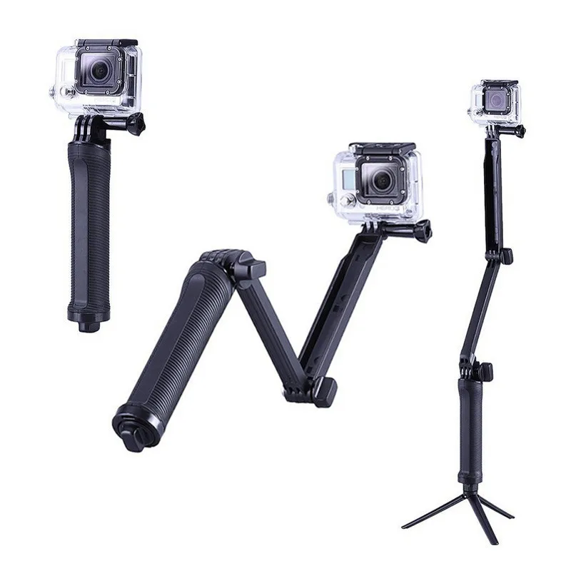 For 3Way Multi-function Folding Arm Lever Tripod Mount for GoPro Hero 5 4 SJ4000 Sjcam XiaoYi Camera Monopod Go Pro Accessories |