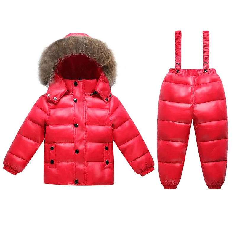 

Winter Baby Onesie Children Two Piece Outfits Kids Tracksuit Boys Girls Duck Down Coats Thick Overalls Enfant Clothing Set