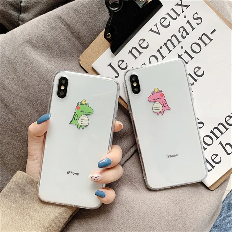 

lovely Cartoon Crocodile clear TPU phone Cases For iphone XS Max X XR XS for iphone 6 6s 7 8 plus soft phone back cover
