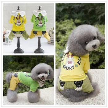 

FY134 Free shipping Pet dog Winter Cotton clothes Christmas Wapiti mi-lu 4 legs Hoodies Jumpsuits Overall clothing for Yorkshire