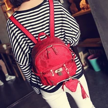 In the spring of 2017 New Solid Snake backpack women s casual fashion Pu embossed small backpack bag