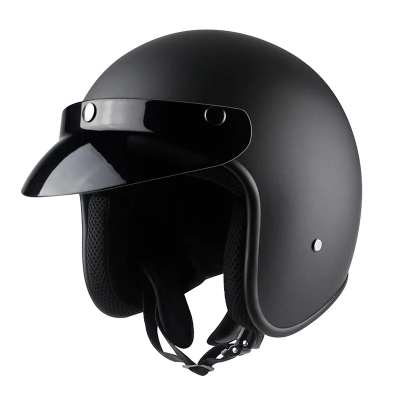 Newly Motorcycle Helmet Vintage Breathable Lightweight Open Face Design for Men Women Motorbike BN99 - Color: Black