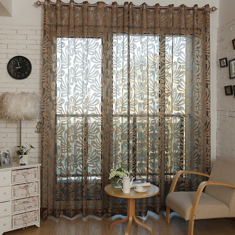Topfinel Luxury Shade Geometric Tulle For Windows Sheer Curtains