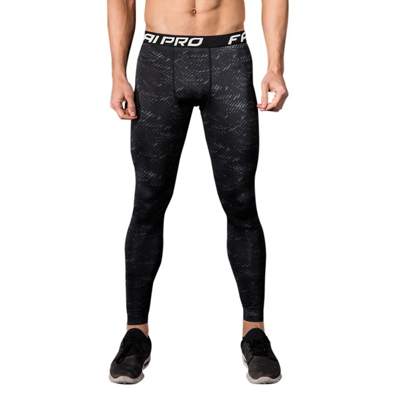 

2018 New men black compression tights Leggings Running sports quick-drying pants male Gym fitness trousers
