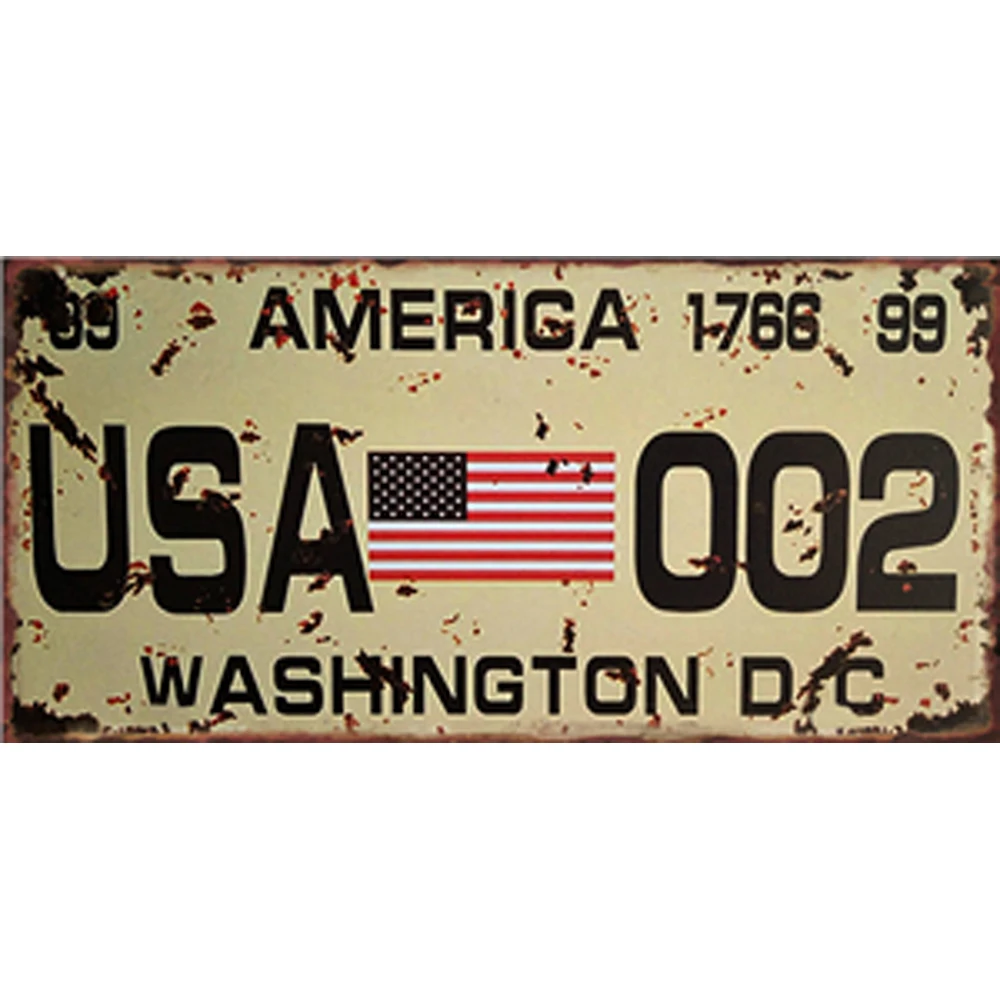 

Vintage Metal Tin Signs Route 66 Car Number License Metal Plate Vintage Metal Wall Poster Bar Club Wall Home Decoration 15*30cm