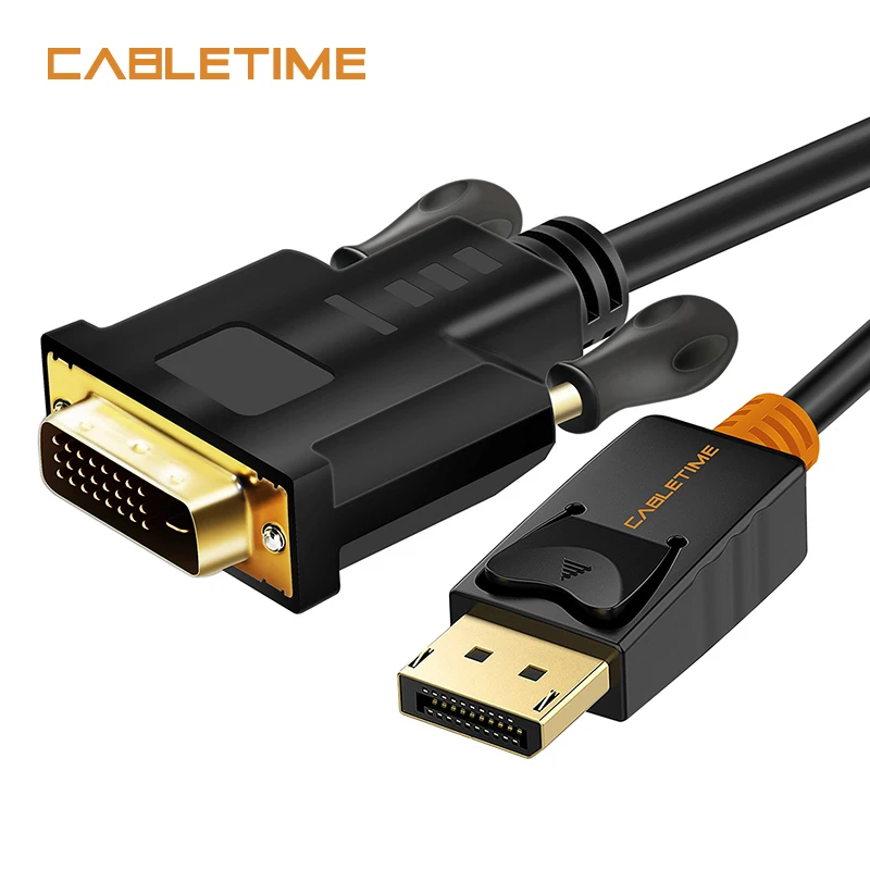 Cabletime Display Port to DVI Cable Male to Male DisplayPort DP to DVI Connection Adapter 1080P 3D for HDTV PC Projector N080 Cabletime Display Port to DVI Cable Male to Male DisplayPort DP to DVI Connection Adapter 1080P 3D for HDTV PC Projector N080