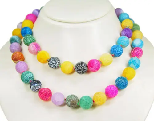 

Details about Beautiful necklace made of agate stones in spherical form 10mm 35long