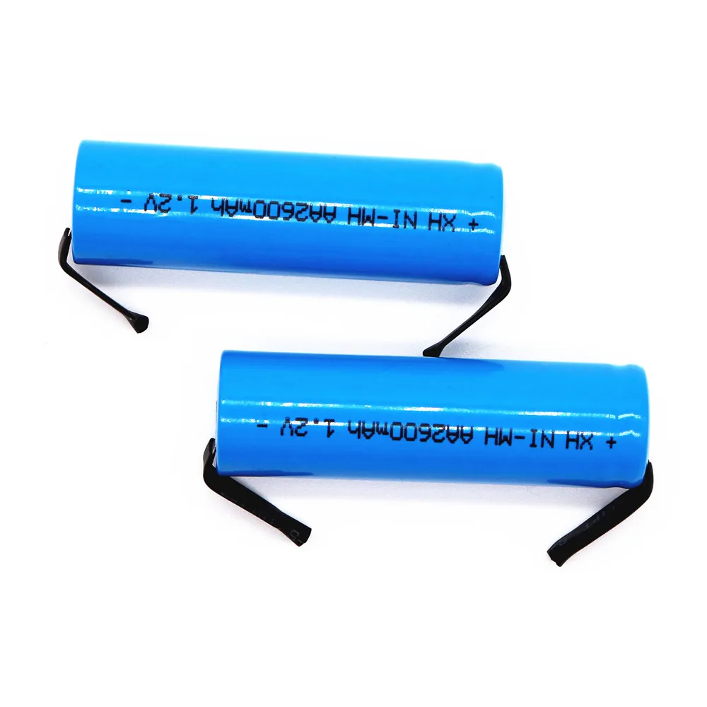 Новинка 1,2 V AA перезаряжаемая батарея 2600mAh 2A nimh аккумулятор с вкладками для электробритва зубной щетки Philips Braun