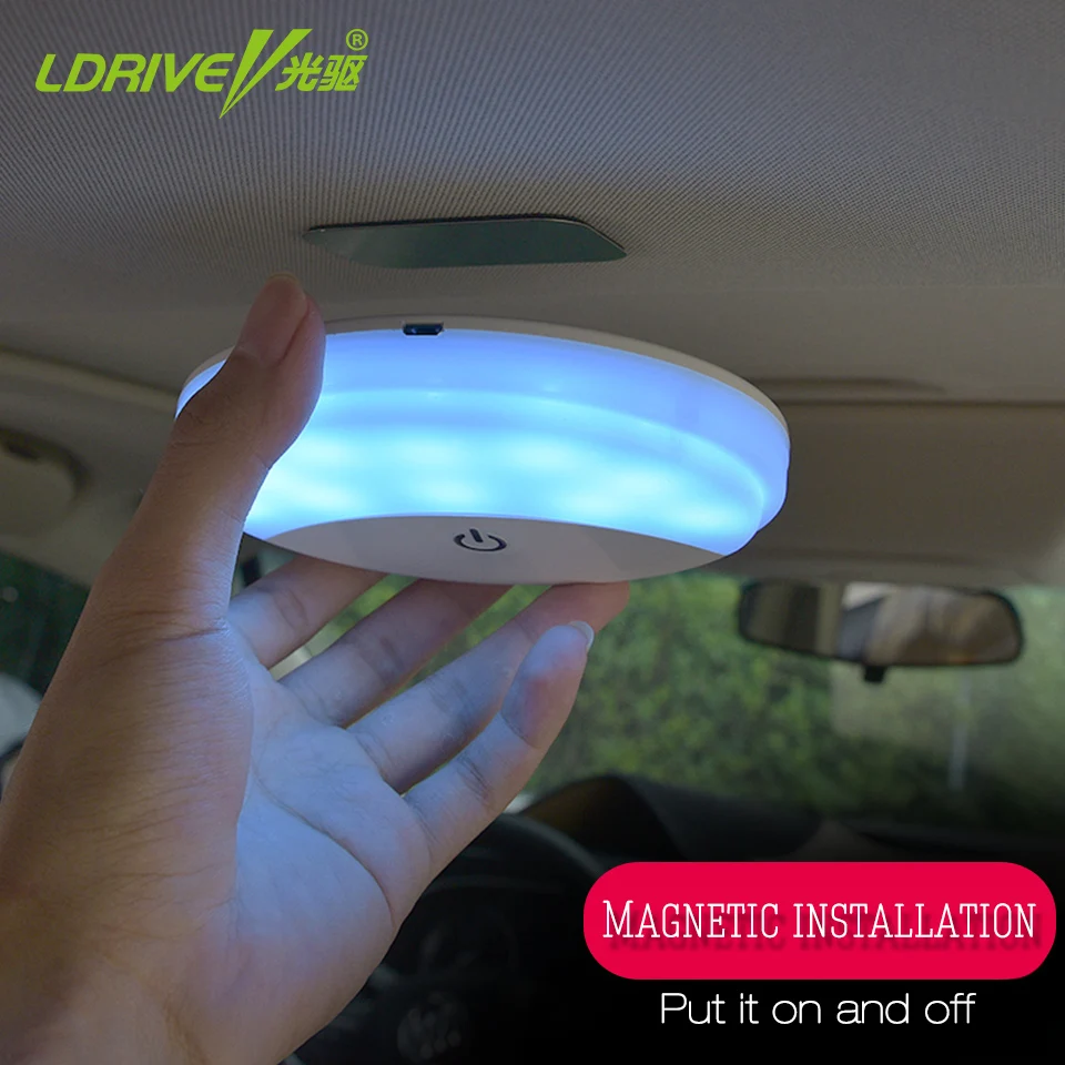 LDRIVE Portable Car Roof Ceiling Dome Reading Light LED Lamp