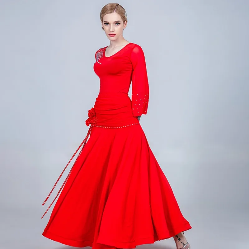 Бальная юбка, Женская юбка для вальса, испанское платье для танцев, юбка для фламенко, Одежда для танцев, женские танцевальные костюмы, красная танцевальная стандартная юбка