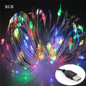 

Christmas Light Led Outdoor DC5V USB Powered 2m 5m 10m String Lights Sliver Wire Garland Wedding Party Decoration Fairy Lights