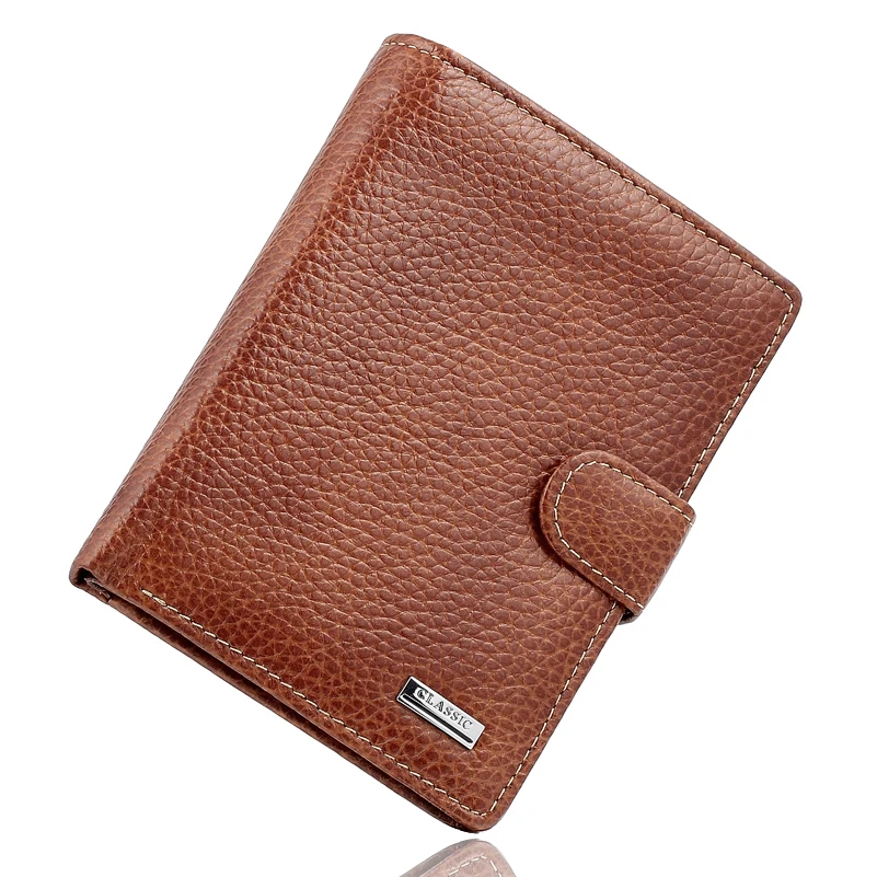  Famous Brand Brown Real Genuine Leather Large Men Wallets Hasp Buckle Coin Pocket Carteras Women Passport Cards Holder Purses 