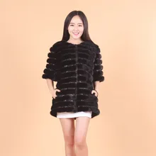 Free shipping genuine real natural women’s short-sleeve mink fur coat leather coat half sleeve jacket