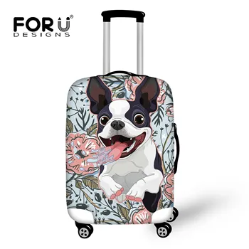 

FORUDESIGNS 3D Boston Terrier Luggage Elastic Cover Protective Suitcase Dustproof Trolley Case for 18-32 Inch Travel Accessories