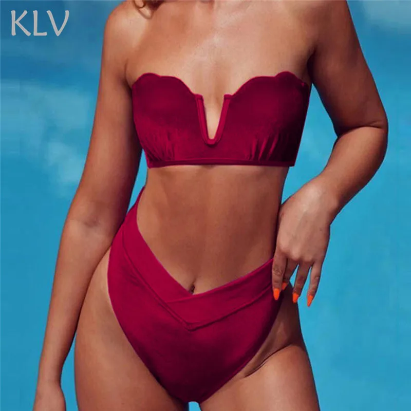 KLV, пуш-ап, сексуальный бикини, женский купальник, лето, женский сексуальный купальник, красный, золотой, бархат, бикини, костюм, пляжная одежда#4