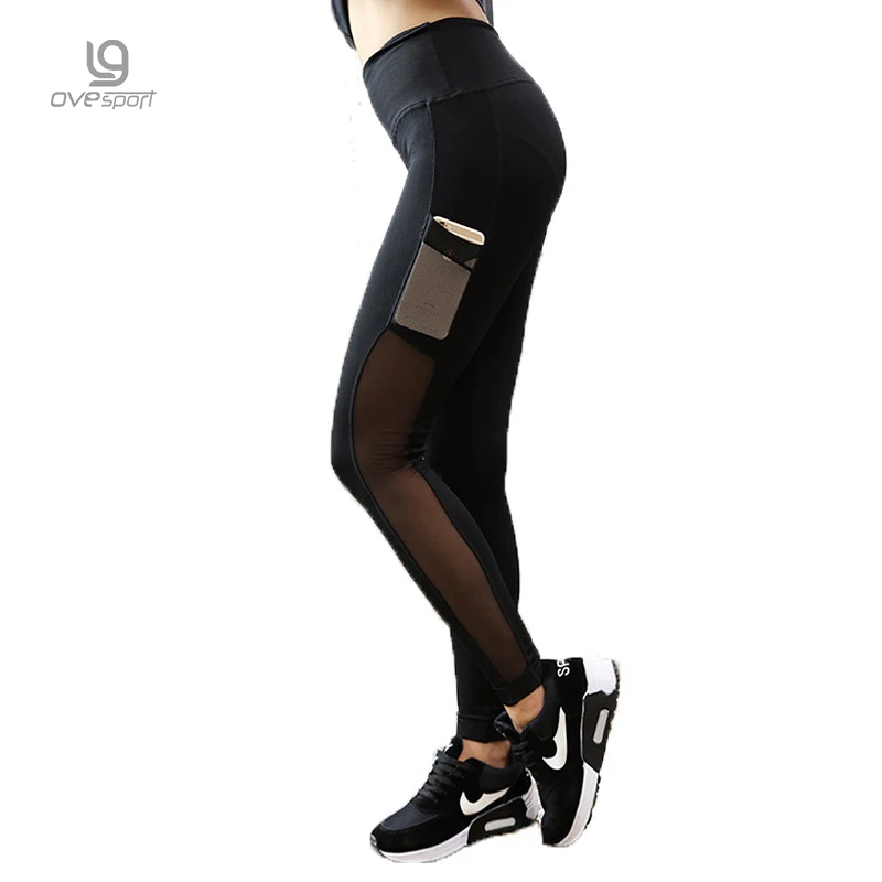 

Women's Comfortable Workout Sexy Leggings Fitness Trousers black mesh Casual Pants Ventilation