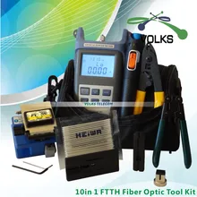 10 In 1 Fiber Optic FTTH Tool Kit with FC-6S Fiber Cleaver and Optical Power Meter 10Mw Visual Fault Locator