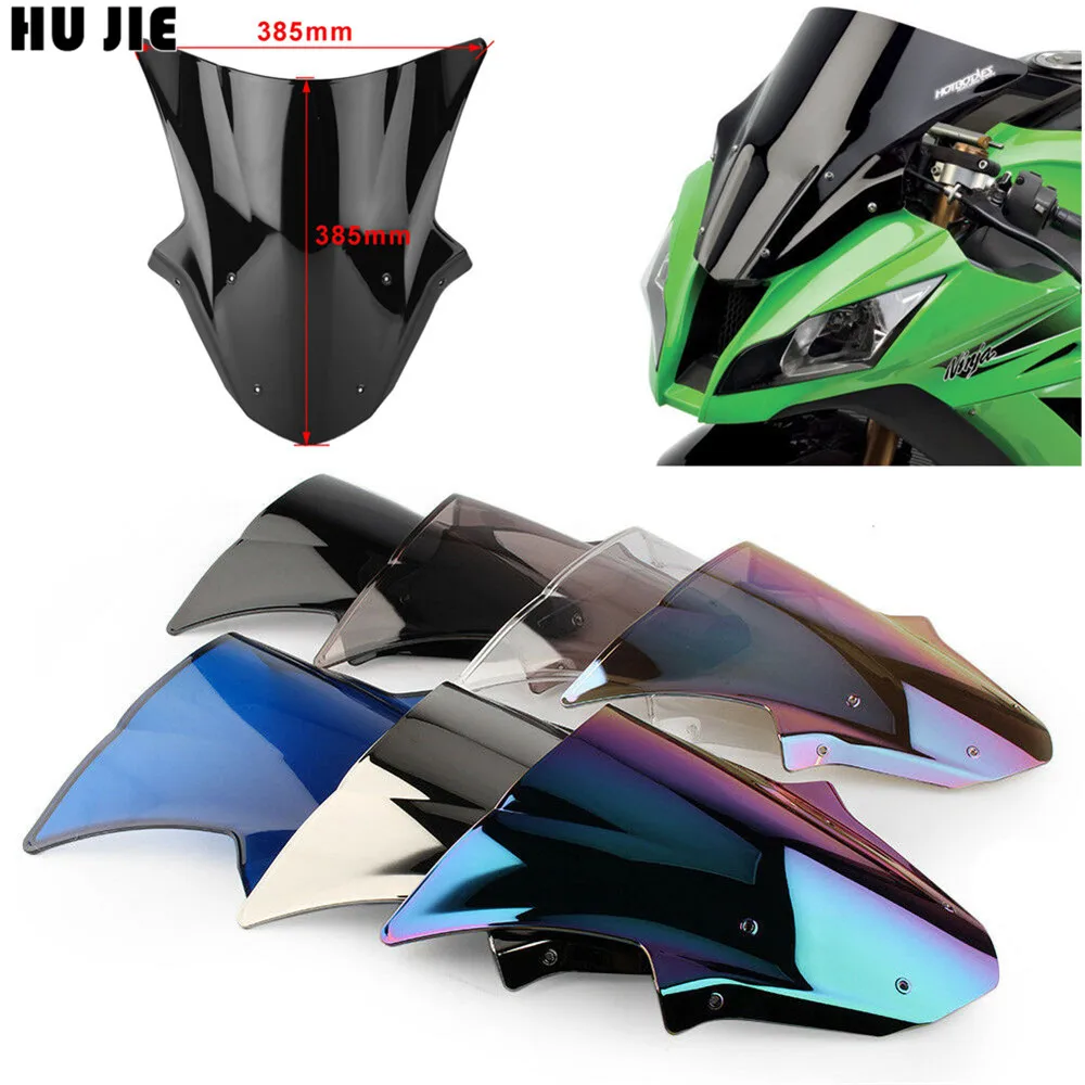 

Chrome For KAWASAKI Ninja zx-10r zx10r 2011-2015 12 13 14 15 Motorcycle Windshield Windscreen Shield Double bubble zx10r