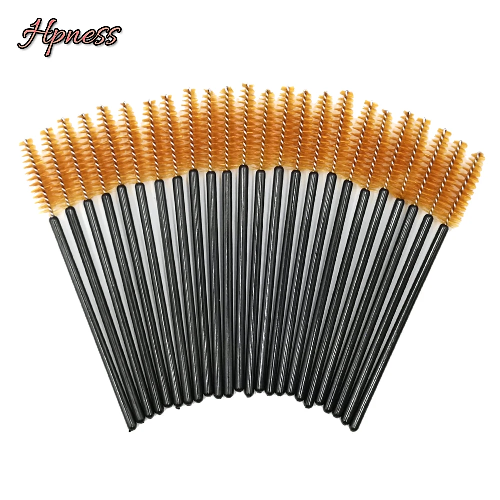

Mascara Wands Brushes Applicator Disposable Makeup Brushes Eyelashes Extension Tools Black Handle Coffee Brush HPNESS