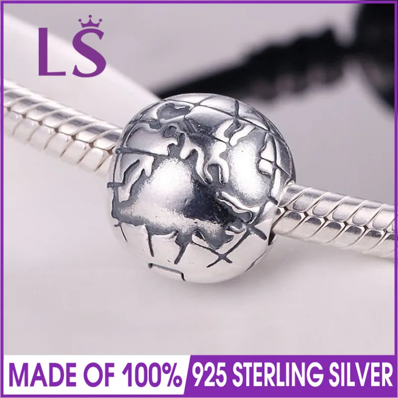 

LS High Quality Genuine 925 Silver Around the World Globe Clip Charm Fit Original Bracelets Pulseira Encantos. DIY Jewelry Gift