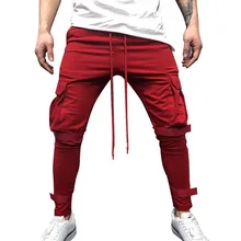 LASPERAL Men Skinny Pants Casual Drawstring Streetwear Hip Hop Bodybuilding Trousers Fashion Pocket Patchwork Joggers Sweatpants