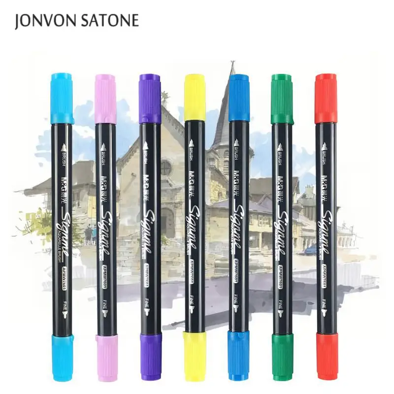Jonvon Satone 12 цветов водорастворимый Маркер 12 цветов двуглавый цветной маркер для рисования канцелярские принадлежности для рисования подарок