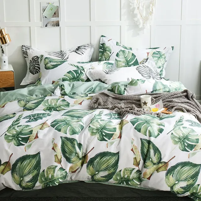 TUTUBIRD Green leaf print bedlinen 100 cotton floral pastoral bedding