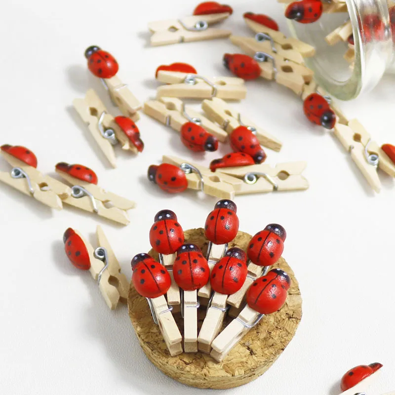 50 шт. деревянные зажимы в форме божьей коровки 2 5 см|clip clothespin|clip photoclip wood |