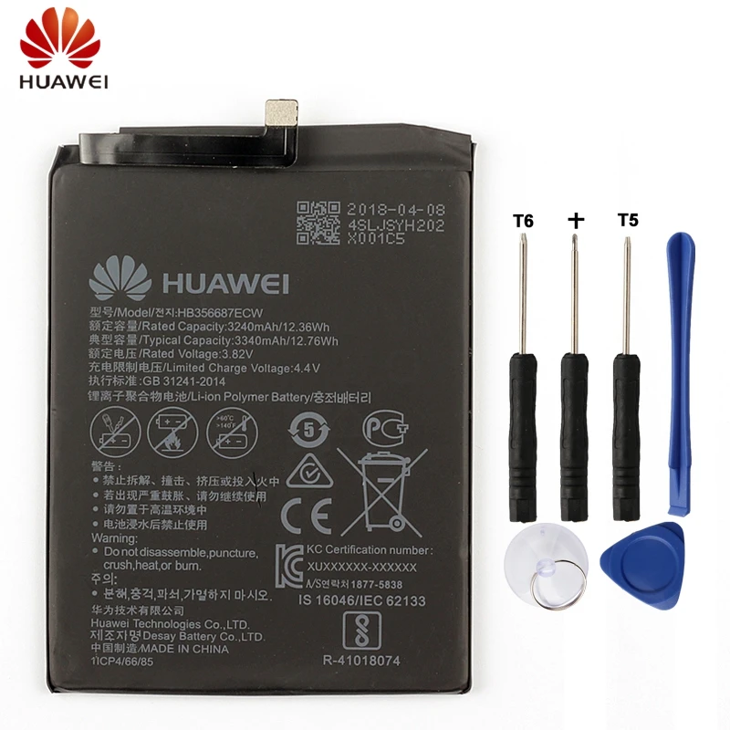 

HuaWei Original HB356687ECW Battery For Huawei Nova 2 Plus Mate 10 Lite Nova 2i Honor 9i G10 Replacement Phone Battery 3340mAh