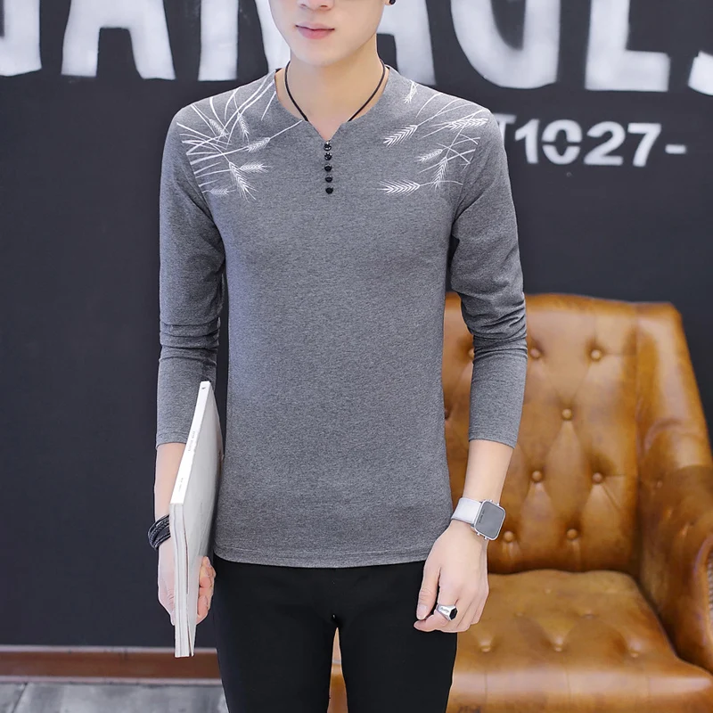 Download New Fashion Men T Shirt Cotton Long Sleeve V neck Loose ...