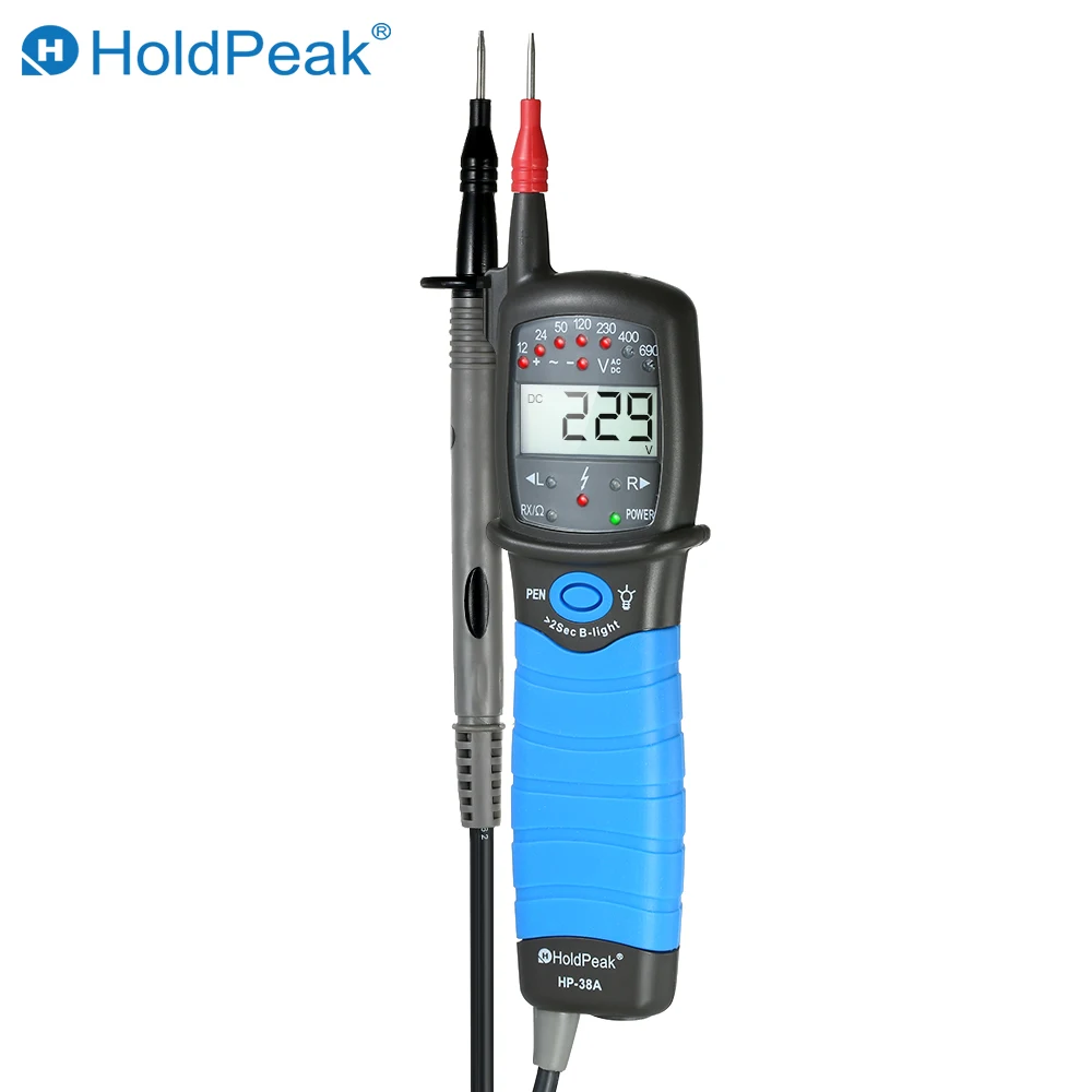 Цифровой ЖК дисплей HoldPeak тестер напряжения переменного/постоянного тока
