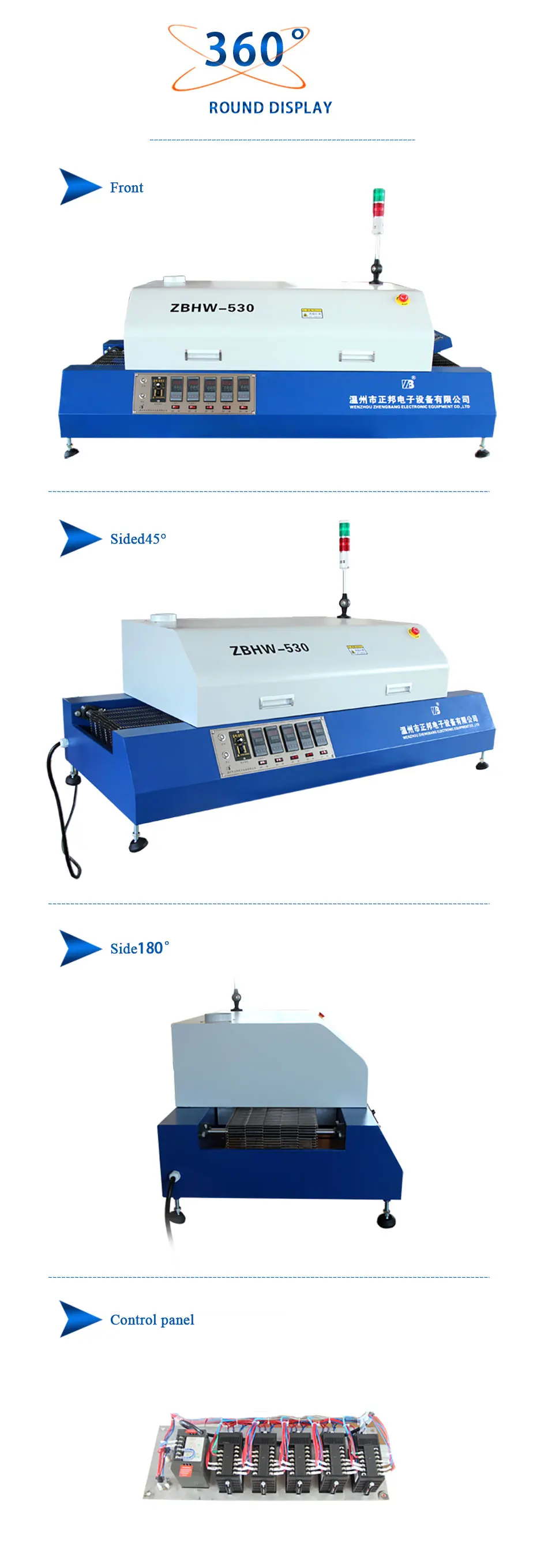 Паяльная машина SMD pcb печь reflow настольная печь паяльная станция 5 тепла зоны, ZBRF530 Высокая Effiviency печи reflow