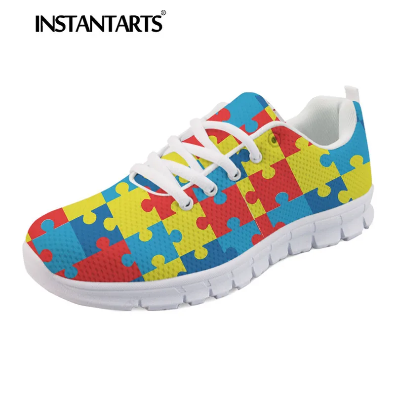 INSTANTARTS Autism Awareness Sneakers Women Casual Spring Flats Shoes