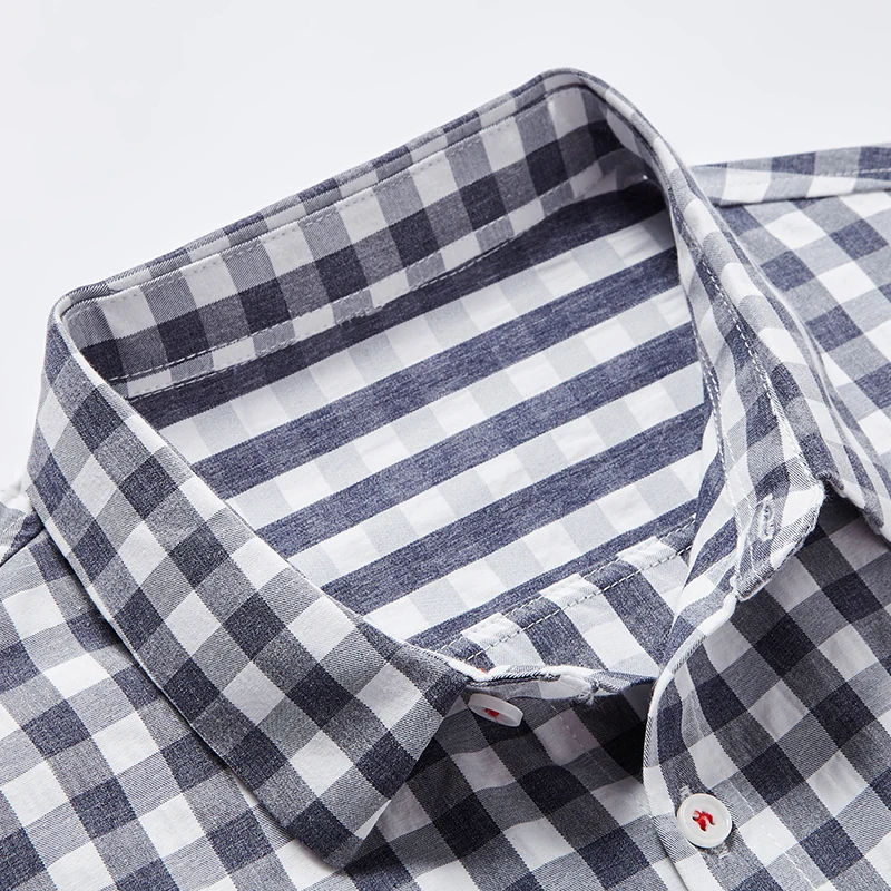Мужская рубашка с длинными рукавами Slim fit Весенние новые рубашки в клетку черные/розовые повседневные мужские рубашки 8636