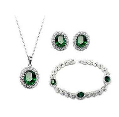 Vintage metal /& lowend emerald necklace earrings Ring bracelet set