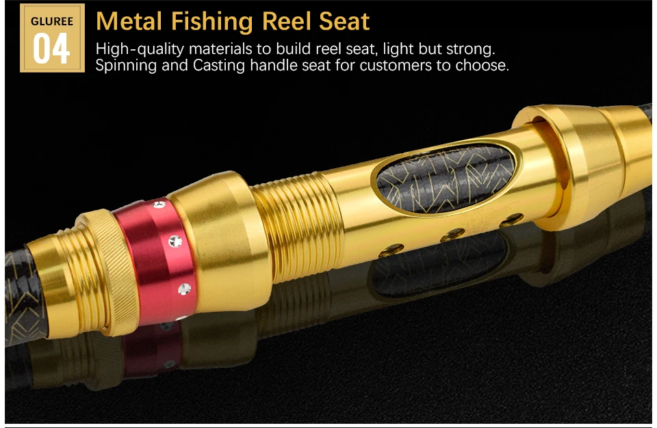 GLUREE 99%Carbon Portable Telescopic Fishing Rod Sea Rod1.82.12.42.73.0M Ocean Rod Spinning Fishing Tackle Golden Handle (13)