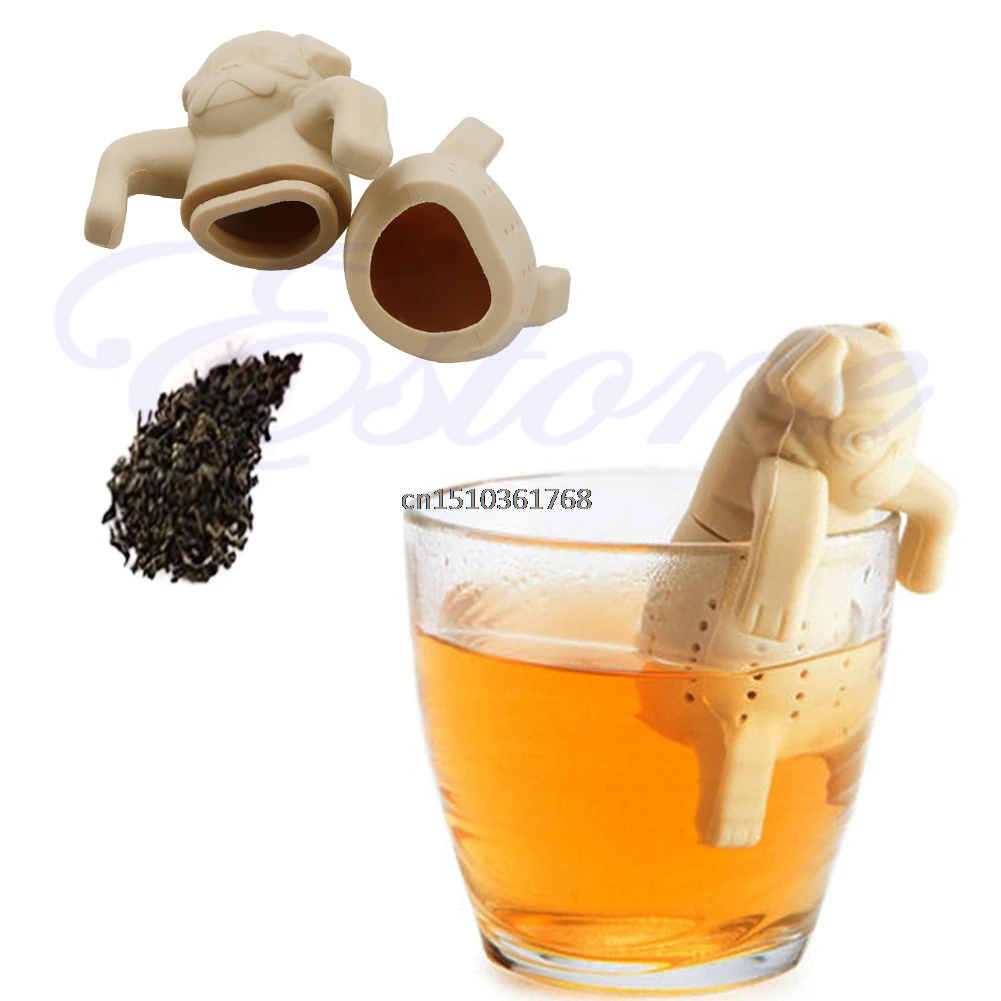 Silicone Coffee Tea Infuser Cute Animal Pug Teapot Spice Herbal Strainer Filter #Y05# #C05# Silicone Coffee Tea Infuser Cute Animal Pug Teapot Spice Herbal Strainer Filter #Y05# #C05#