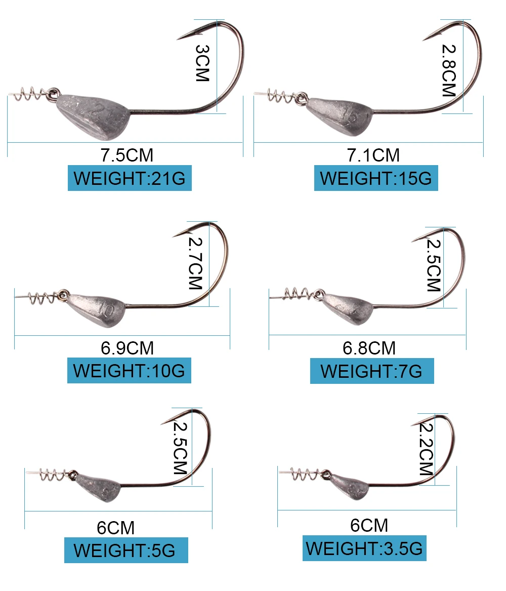 High Quality Carbon Steel Jig Head Lead Head Hook 3.5g 5g 7g 10g 15g 21g Barbed Hook Soft Worm Lure Fishing Hooks  (7)