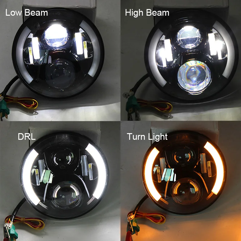 FADUIES 7 inch round Motorcycle Projector Daymaker LED Headlight With Halo & DRL &Turn light For Harley Davidson Street Glide (7) 1