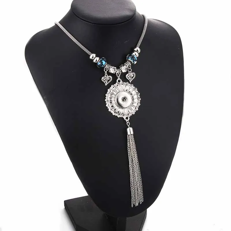

2018 fashion Choker Necklace Snap jewelry for women 18mm Snap Buttons Beads Pendant Statement Necklace For Women Jewelry 0027