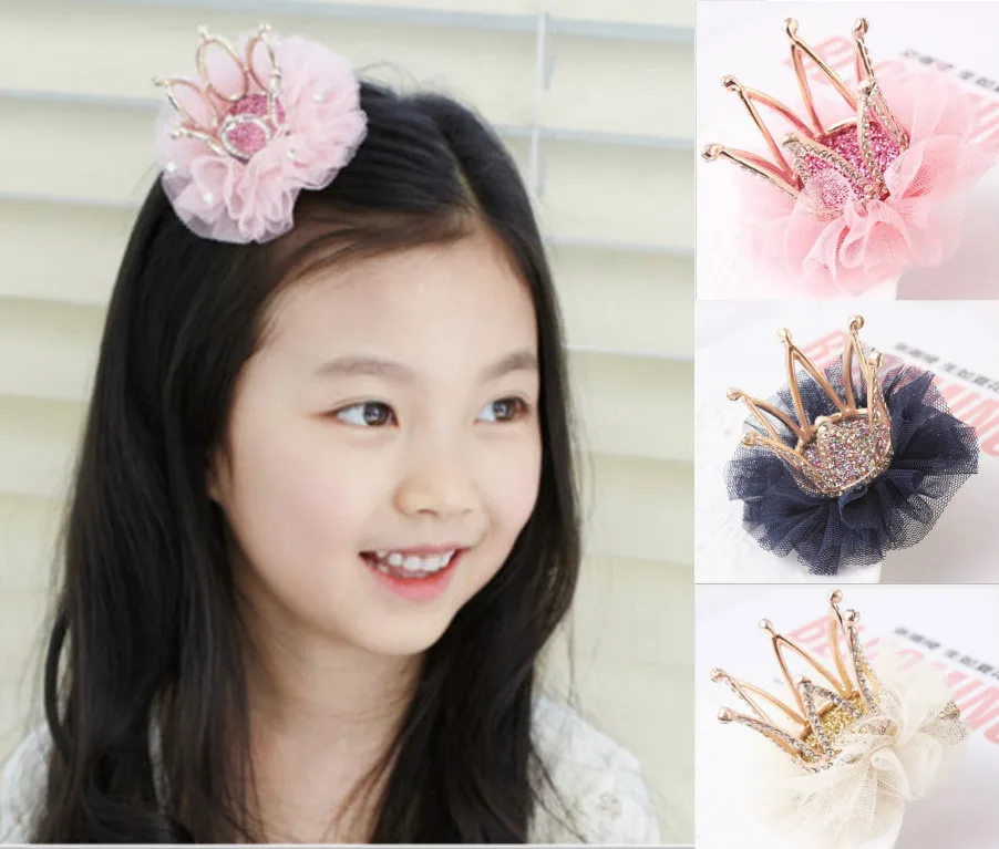 

2018 Toddler Baby Girls Hairpin Crown Rhinestone Crystal Hair Clip Princess Birthday Party Girl Hair Accessories Gift