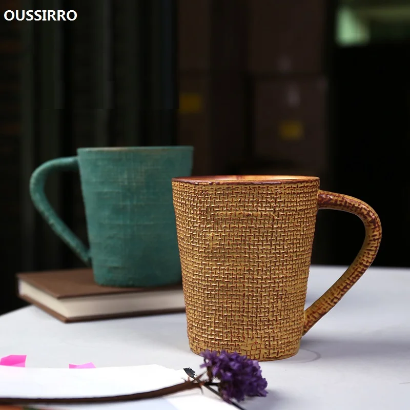 

OUSSIRRO Retro Simple coffee Mugs Creative Literary Big capacity ceramics Mug Cup Household Office Drinking cup