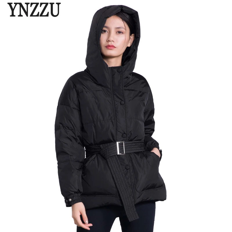 Capuchon Mince Ceintures Élégant Marque Épais Femme Canard 2018 Hiver Femmes Ao600 blanc Chaud rouge Manteaux De Noir Blanc 90 Duvet Automne Veste Solide À HrnHTaq