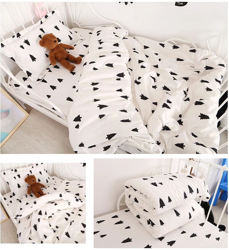 (2pcs a set) customize baby bedding set baby quilt cover and pillowcase kids cotton duvet cover black and white style (25)