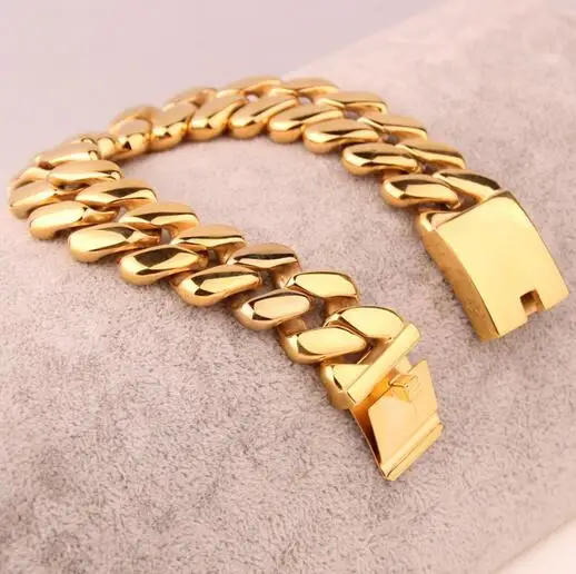 Gothique Biker Acier Inoxydable Tête de Dragon Franco Link Curb Chain Bracelet pour hommes