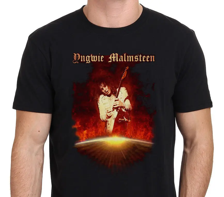 Черная Футболка Gildan Yngwie Malmsteen Heavy Metal Guitar Hero Размер: S-M-L-XL-XXL | Мужская одежда