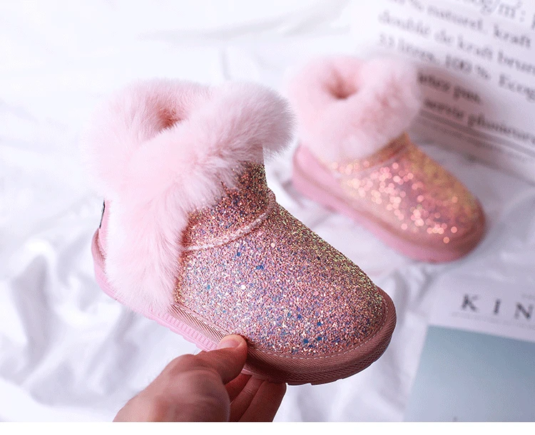 Fashion colorful bling girls winter boots snow boot for girls winter shoes dress shoes with fur kids toddler girls shoe EU 21-37